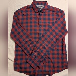 Twillory Men's Untuckable Red and Blue Plaid Casual Shirt